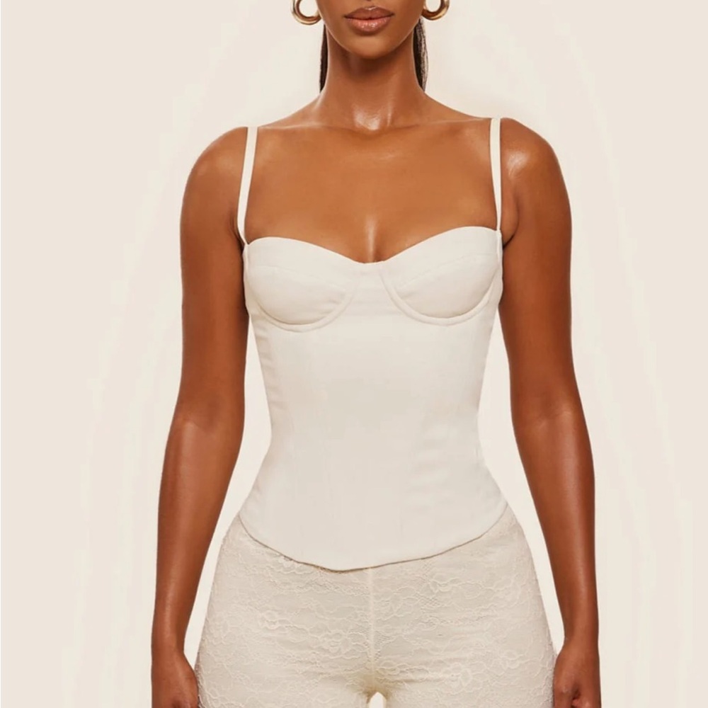 Women's Cream Corset Bustier Top - Sleek Support
